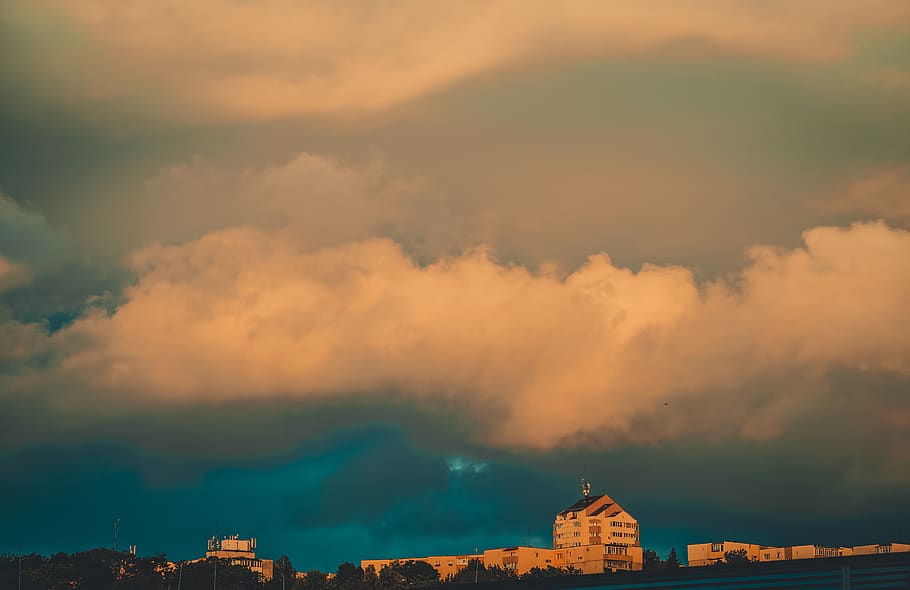 rain, windy, sunset, evening, transylvanium, romania, cluj HD wallpaper