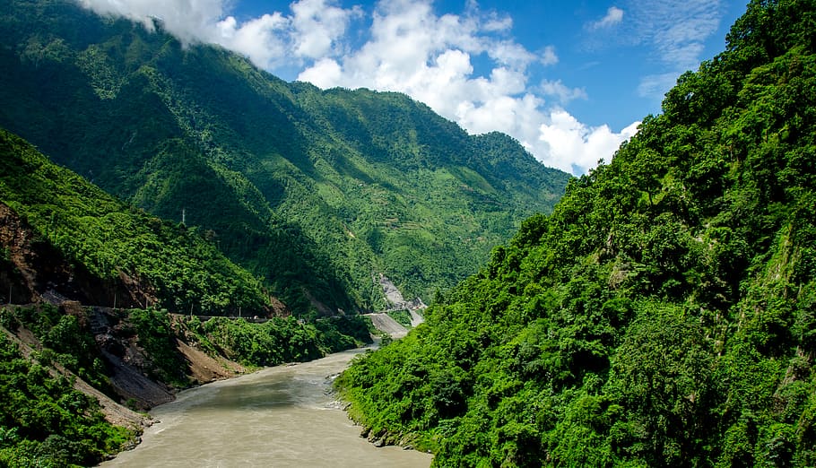 river and mountains, plant, tree, beauty in nature, scenics - nature HD wallpaper