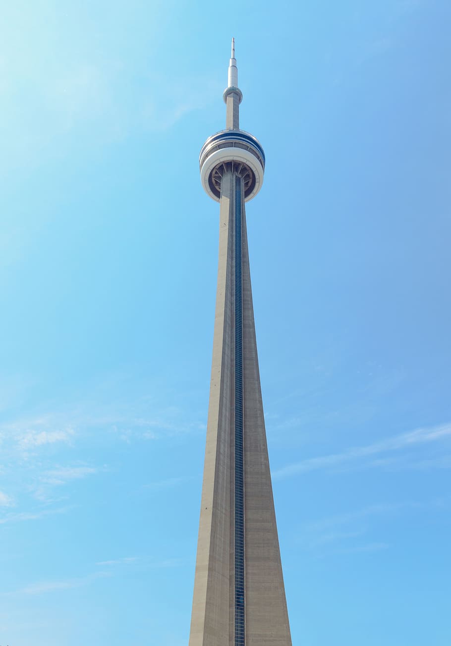 canada, toronto, cn tower, architecture, tall - high, low angle view HD wallpaper