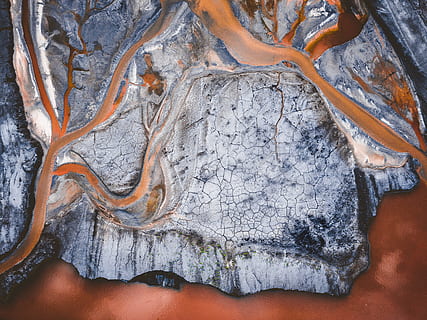 gray and brown abstract painting, texture, water, pattern, orange HD wallpaper