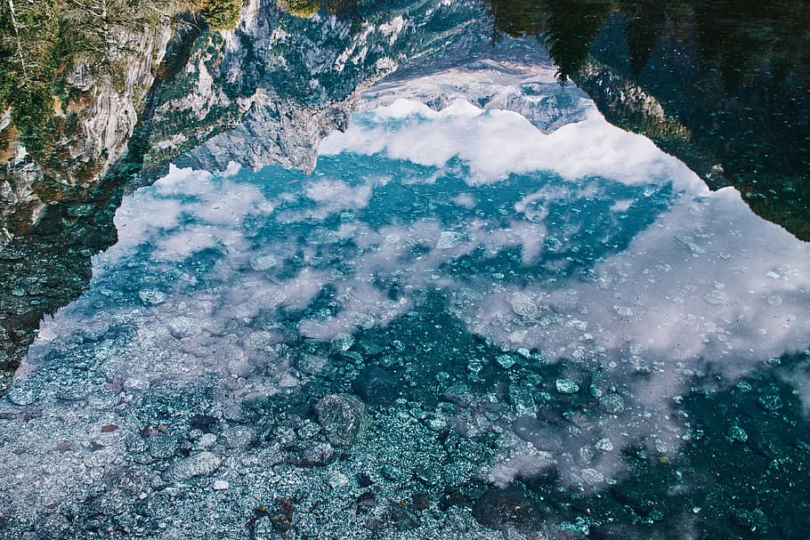river photography, reflection, pool, water, mountain, stone, abstract HD wallpaper