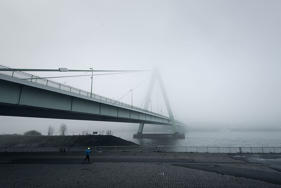 architecture, bridge, infrastructure, fog, cold, weather, road HD wallpaper