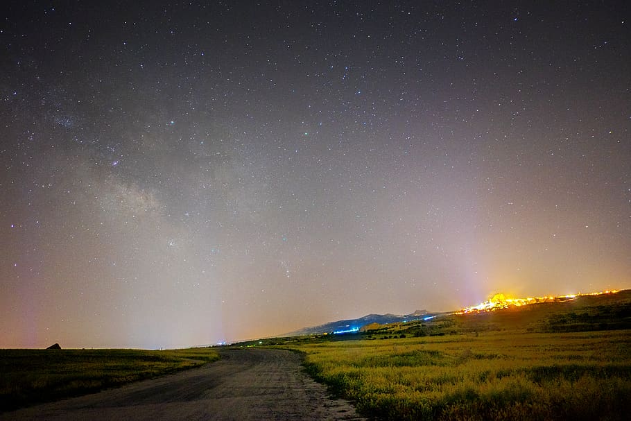 night, star - space, sky, road, tranquility, astronomy, beauty in nature HD wallpaper