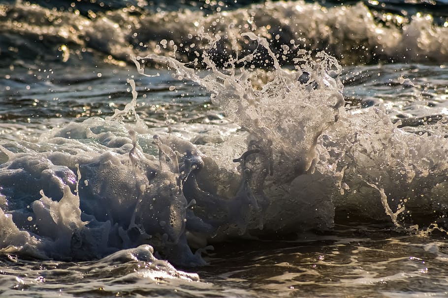 wave, splash, wind, spray, foam, nature, splashing, sea, coast HD wallpaper