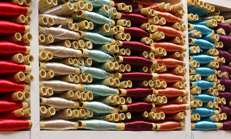 thread, fabric, sewing, clothes, spool, bamboo, textile, material HD wallpaper
