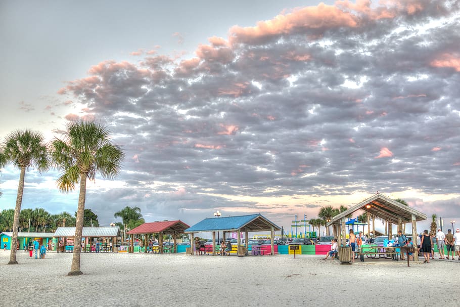 sunset, clouds, beach, florida, pine island, sky, landscape HD wallpaper