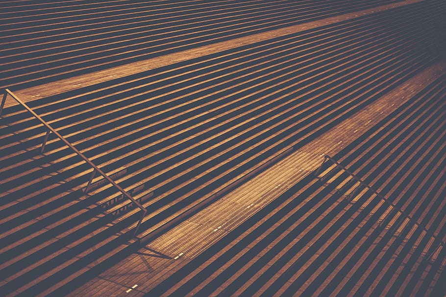 stairs, empty, bleachers, line, symmetry, pattern, full frame HD wallpaper