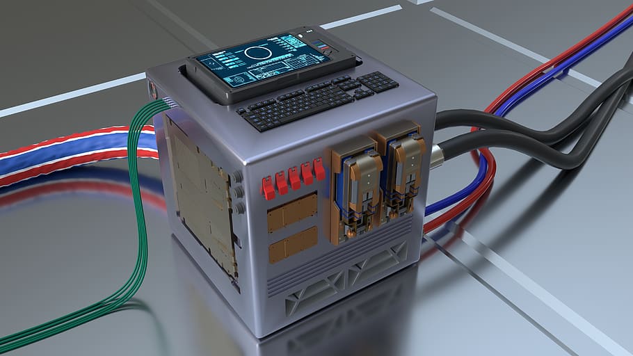 science-fiction, electronics, future, robotics, 3d, machine HD wallpaper