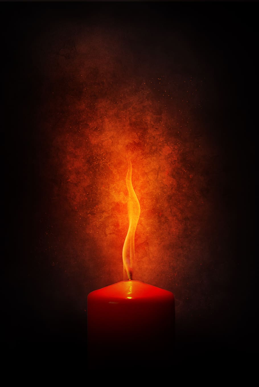 Red Candle, art, blaze, bright, burn, burning, burnt, close-up HD wallpaper