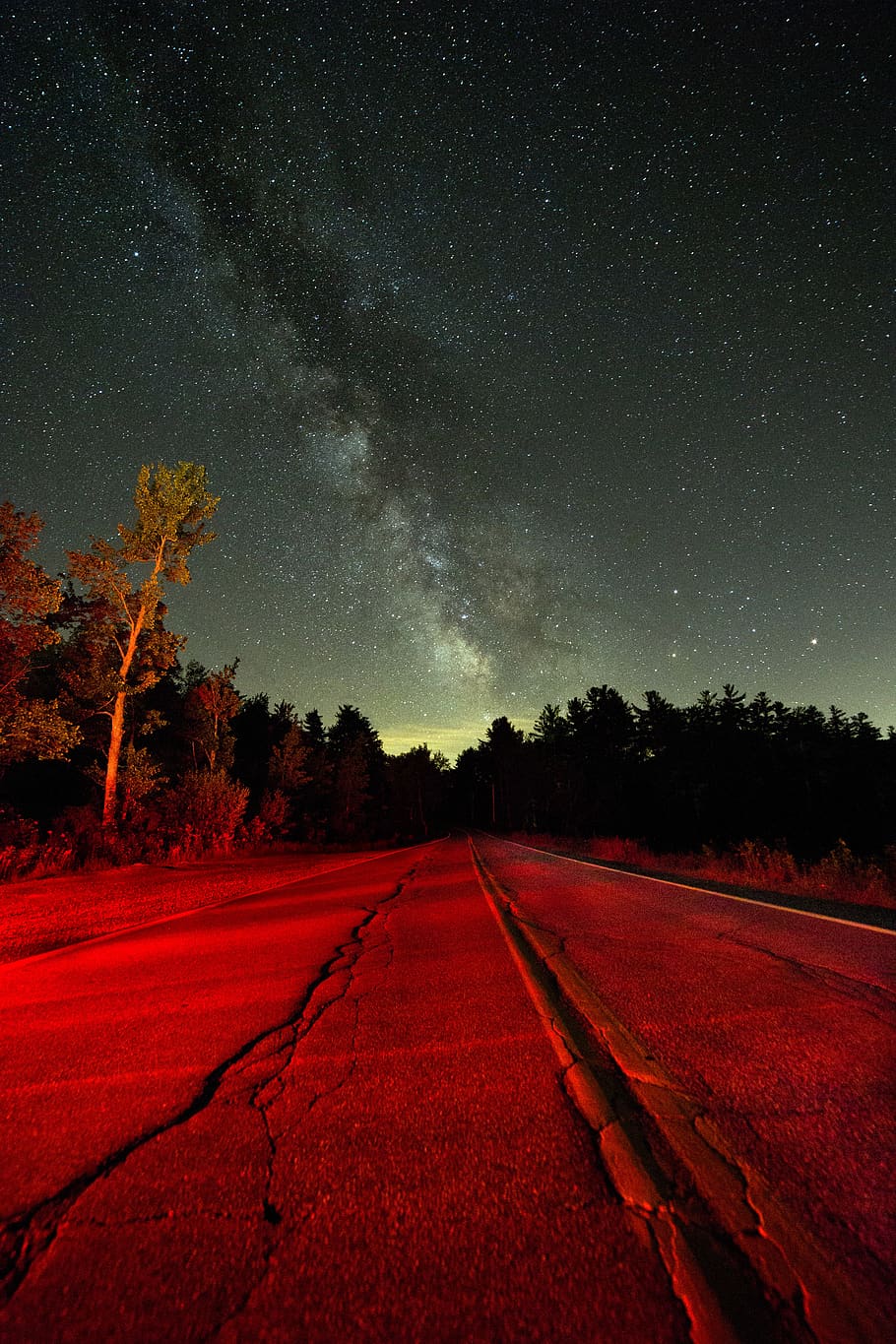 Scenic View of Night Sky, dark, evening, galaxy, highway, idyllic HD wallpaper