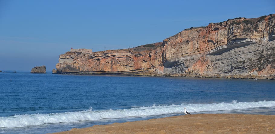 portugal, praia da nazare, ocean, praia da nazaré, geology, HD wallpaper
