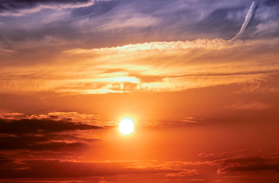 sun, sunset, sky, dusk, clouds, abendstimmung, rest, evening HD wallpaper