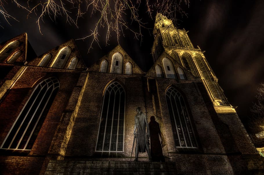 church, old, construction, architecture, sculpture, figure HD wallpaper
