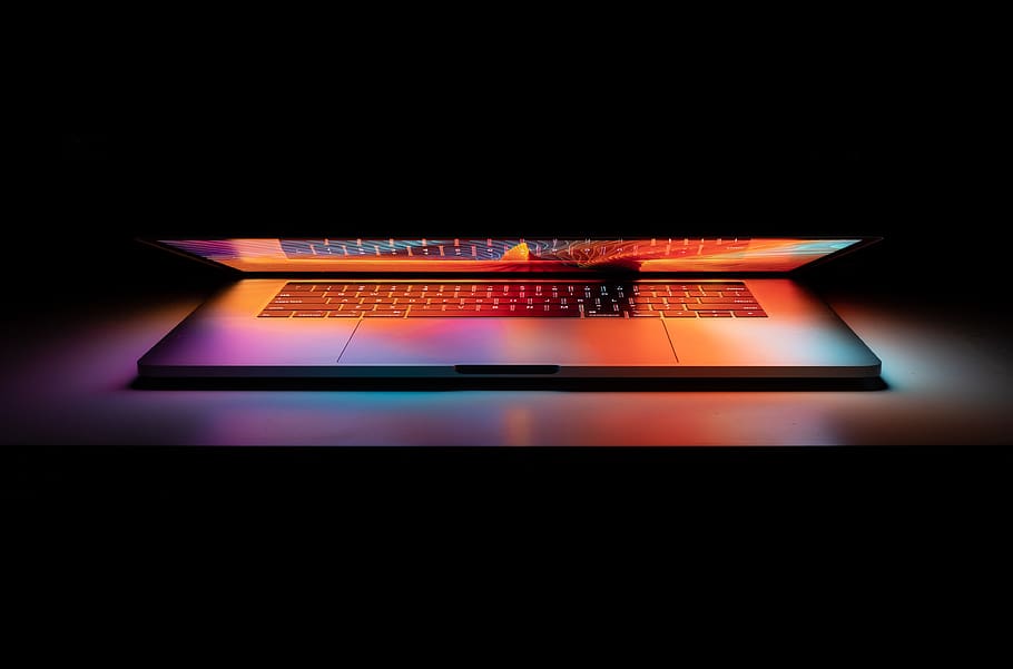 MacBook Pro on white surface, communication, technology, studio shot HD wallpaper
