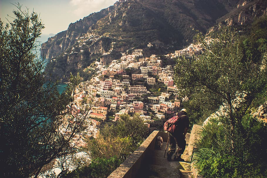 italy, positano, stairs, architecture, city, houses, home, heaven, HD wallpaper