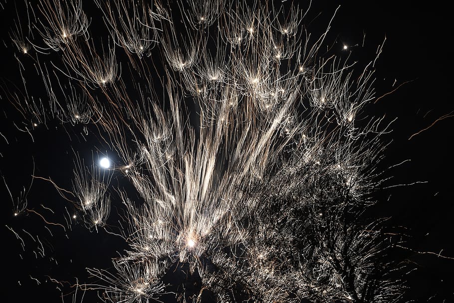 night, illuminated, firework, no people, event, celebration HD wallpaper