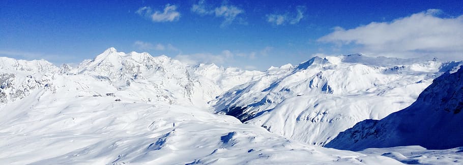 Snow Covered Mountain Under Blue Sky during Daytime, cold, ice HD wallpaper
