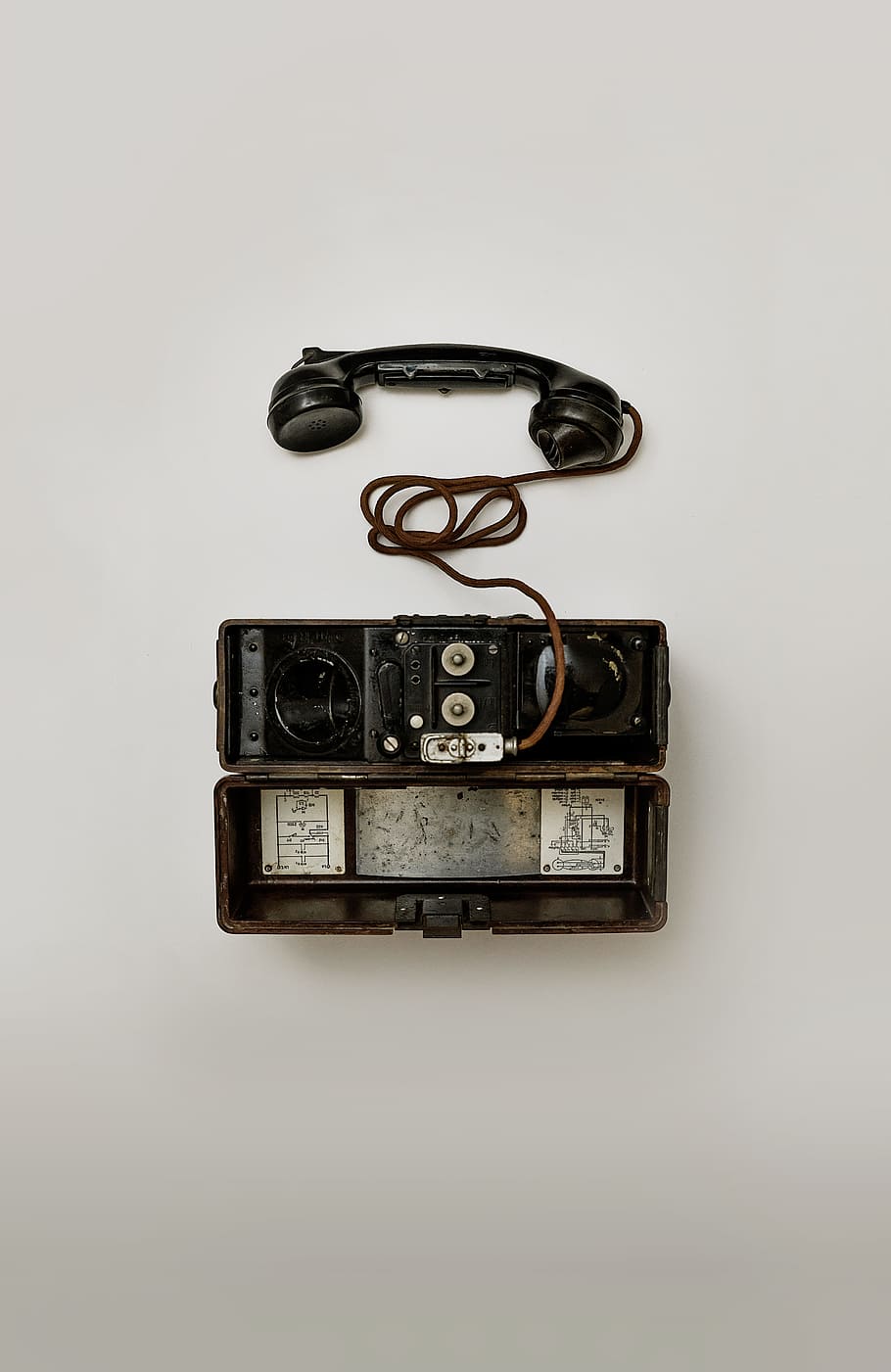Black Telephone on White Surface, army, box, close-up, electronics, HD wallpaper