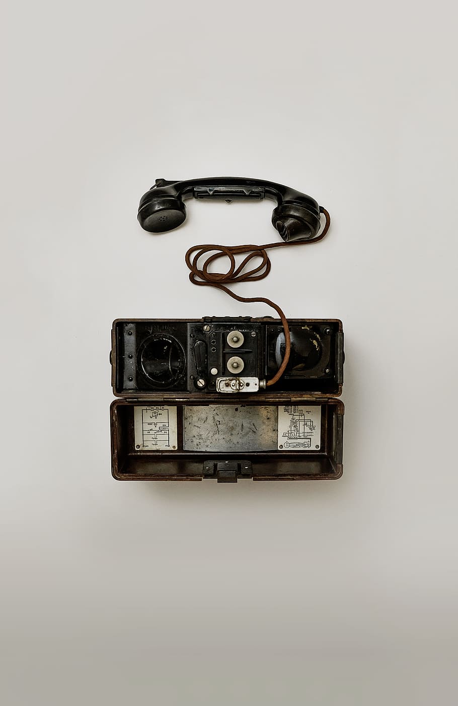 Black Telephone on White Surface, army, box, close-up, electronics HD wallpaper