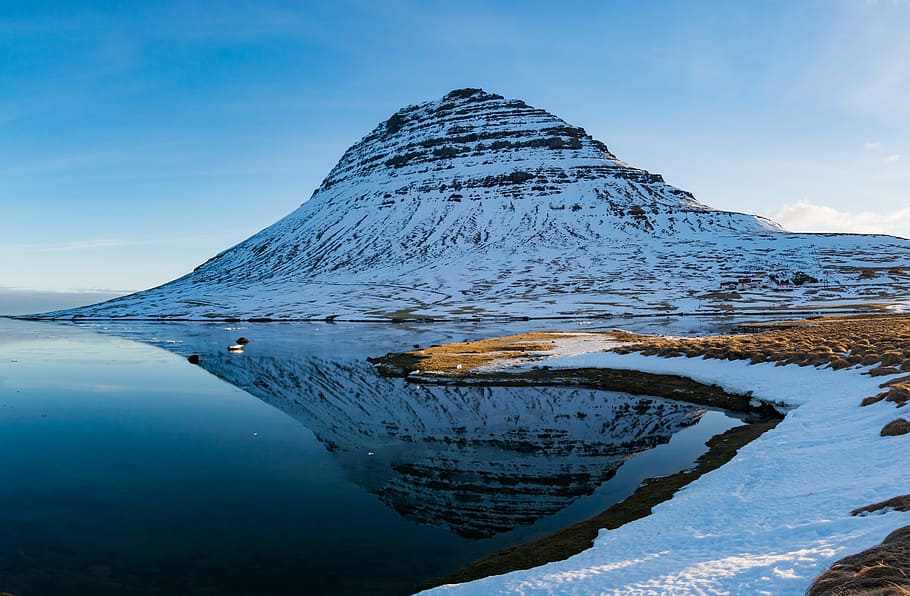 Mountain Covered With Snow, beautiful, blue sky, cold, daylight HD wallpaper