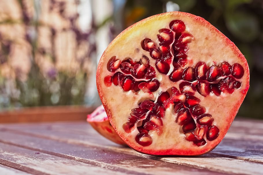 apple, pomegranate, fruit, vitamins, healthy, delicious, red HD wallpaper