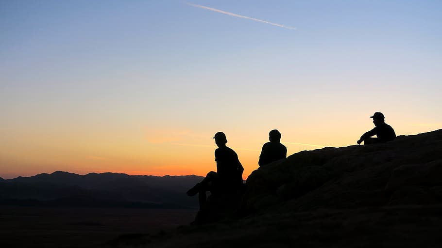 sunset, desert, landscape, wild, panorama, horizon, sky, real people HD wallpaper