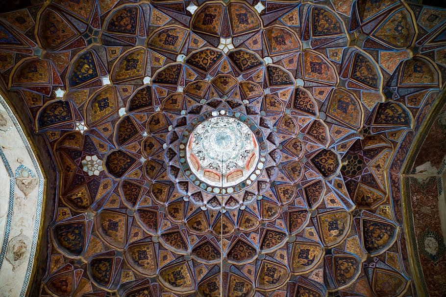 architecture, iran, ceiling, pattern, built structure, shape HD wallpaper
