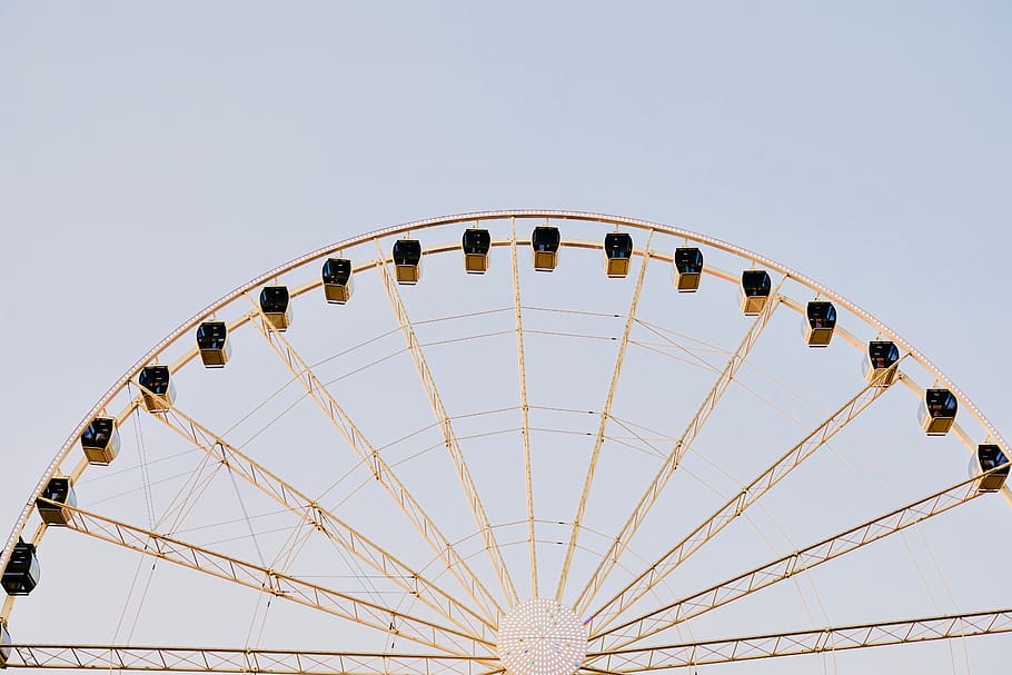 white ferris-wheel, ferris wheel, light, traffic light, amusement park HD wallpaper