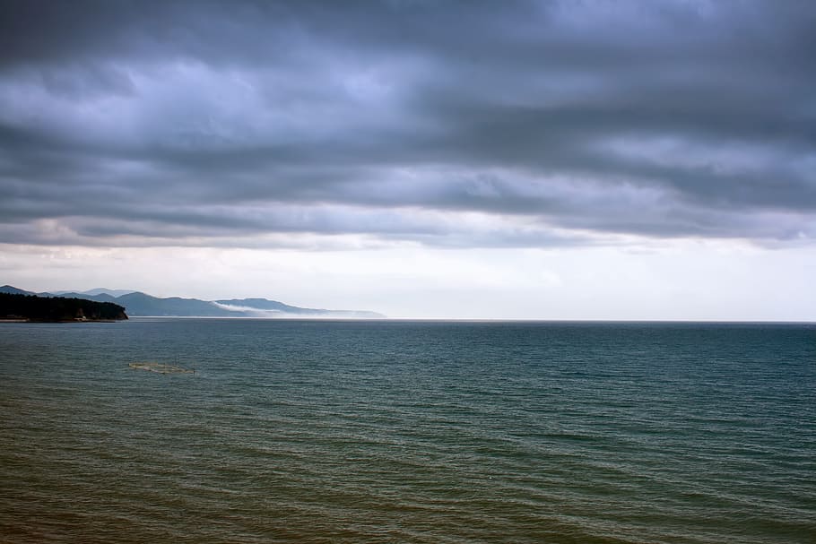 sea, blue, sky, ocean, water, horizon, background, tranquil HD wallpaper