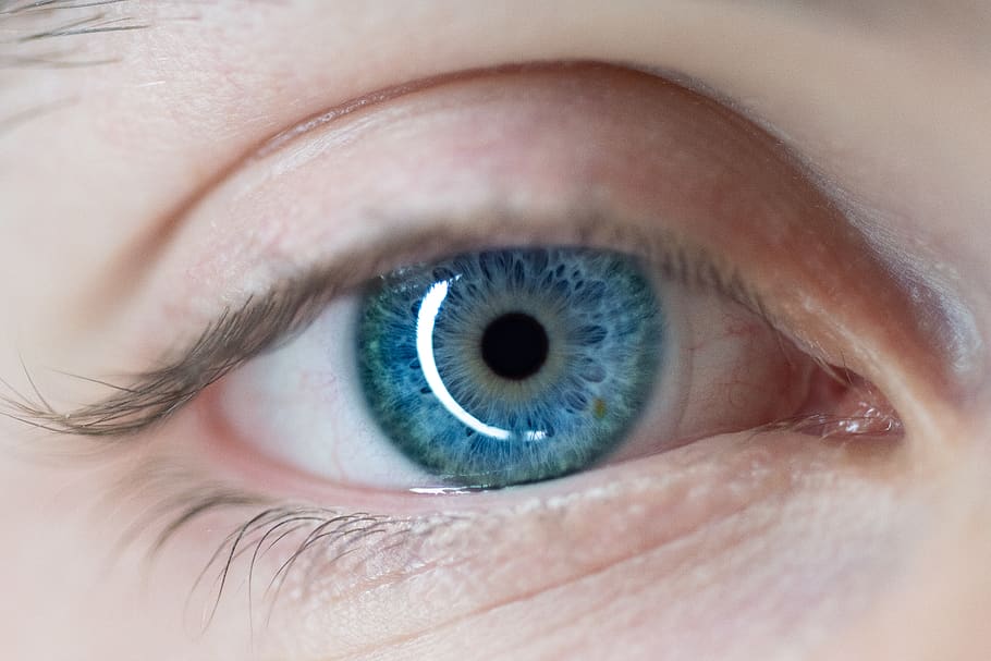 contact lens, person, human, blue, eyes, skin, finger, computer, HD wallpaper