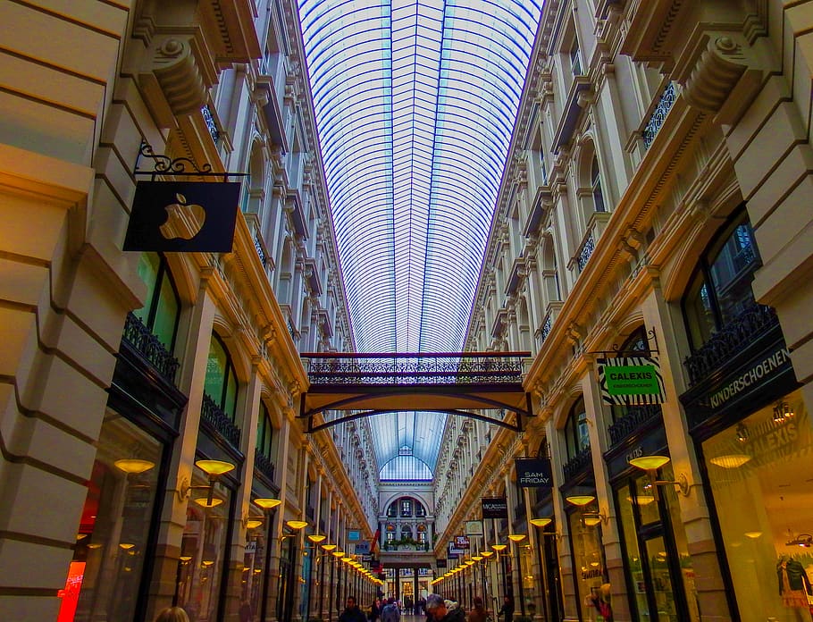 lights, passage, architecture, arcade, built structure, low angle view HD wallpaper