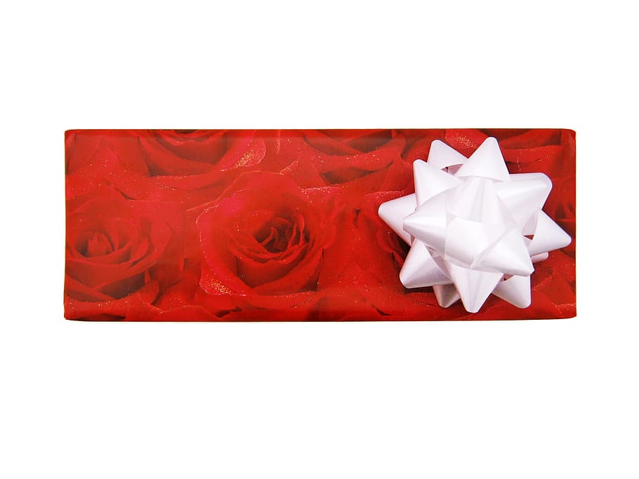 present, wrapping, isolated, decoration, bowing, red, anniversary HD wallpaper