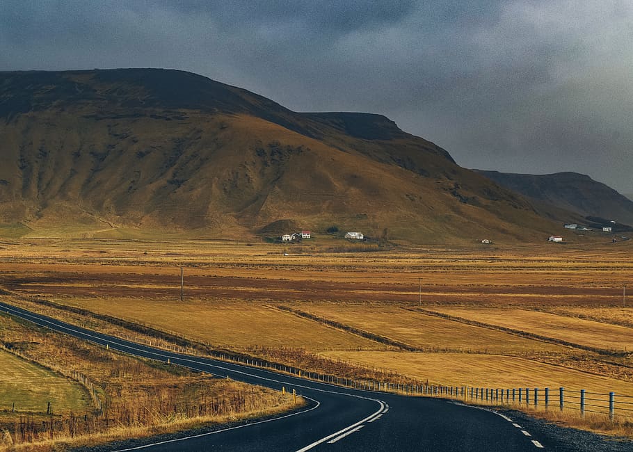 asphalt road and grass field, nature, outdoors, tarmac, scenery HD wallpaper