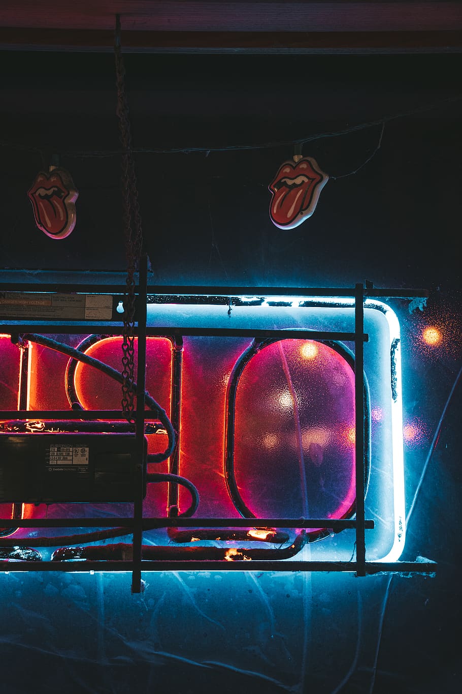 red open neon sign, land vehicle, illuminated, mode of transportation HD wallpaper