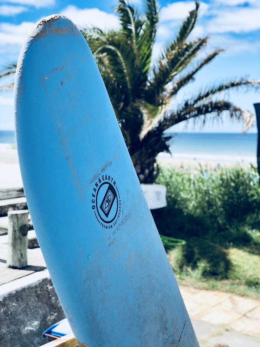 Blue Surf Board, selective focus, surfboard, day, no people, close-up HD wallpaper