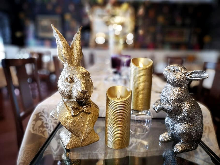 easter sunday, restaurant, fine dining, decorations, easter bunny, HD wallpaper