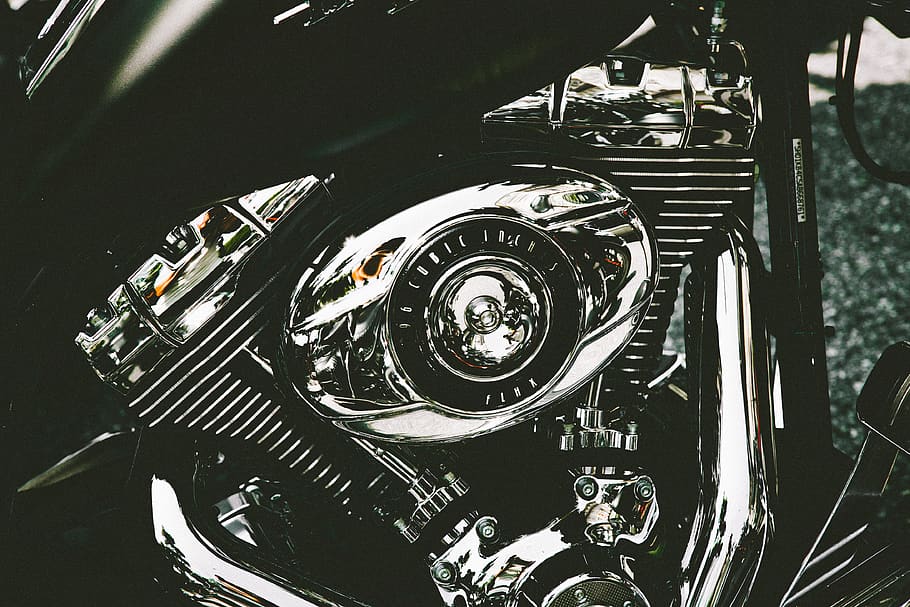 Close-Up Photo of Motorcycle Engine, chrome, classic, metallic HD wallpaper