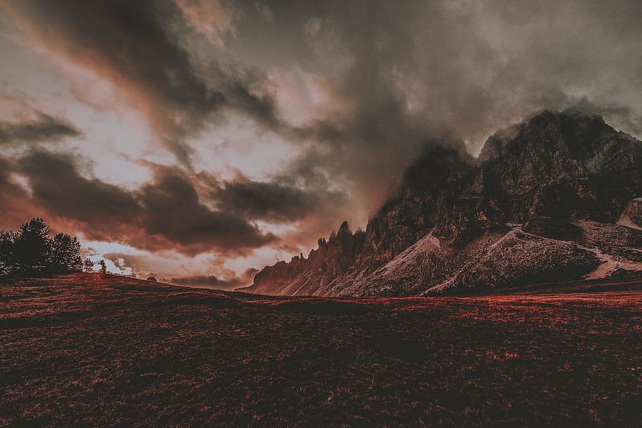 Landscape Photography Of Mountain, clouds, dawn, dolomites, eruption HD wallpaper