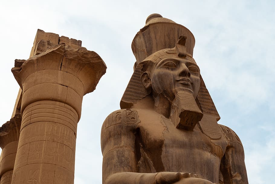 pharaoh, egypt, statue, sphinx, luxor, history, sculpture, human representation, HD wallpaper