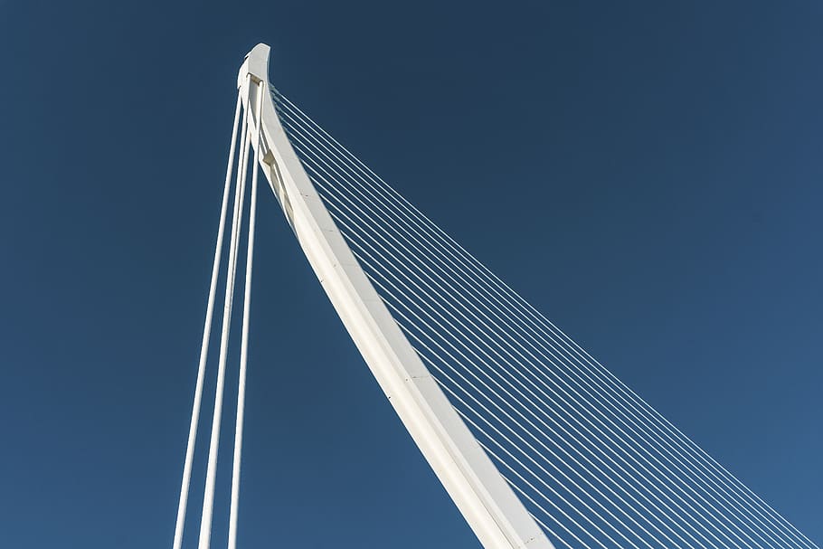 bridge, building, spain, valencia, suspension bridge, construction HD wallpaper
