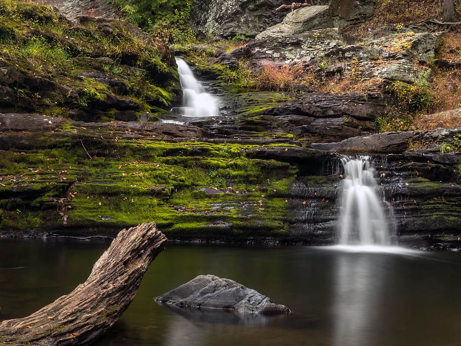 Lower section of Factory Falls - as viewed at the bottom of the lower falls - is one of three main waterfalls at George W. Childs Recreation Site in Dingmans Ferry, PA, within the Delaware water Gap National Recreation., HD wallpaper