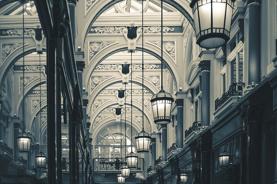 lanterns, hallway, ceiling, london, balcony, architecture, built structure HD wallpaper