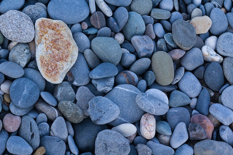stones, nature, blue, pebble, beach, stone - object, solid, HD wallpaper