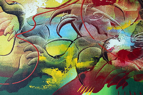 Detail of a bright abstract painted art background, texture, colors HD wallpaper
