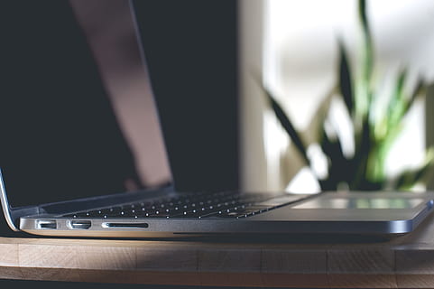 Turned Off Laptop Computer on Gray Wood, blur, connection, contemporary HD wallpaper