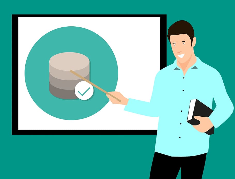 Professional man with presentation about data., information, analysis HD wallpaper