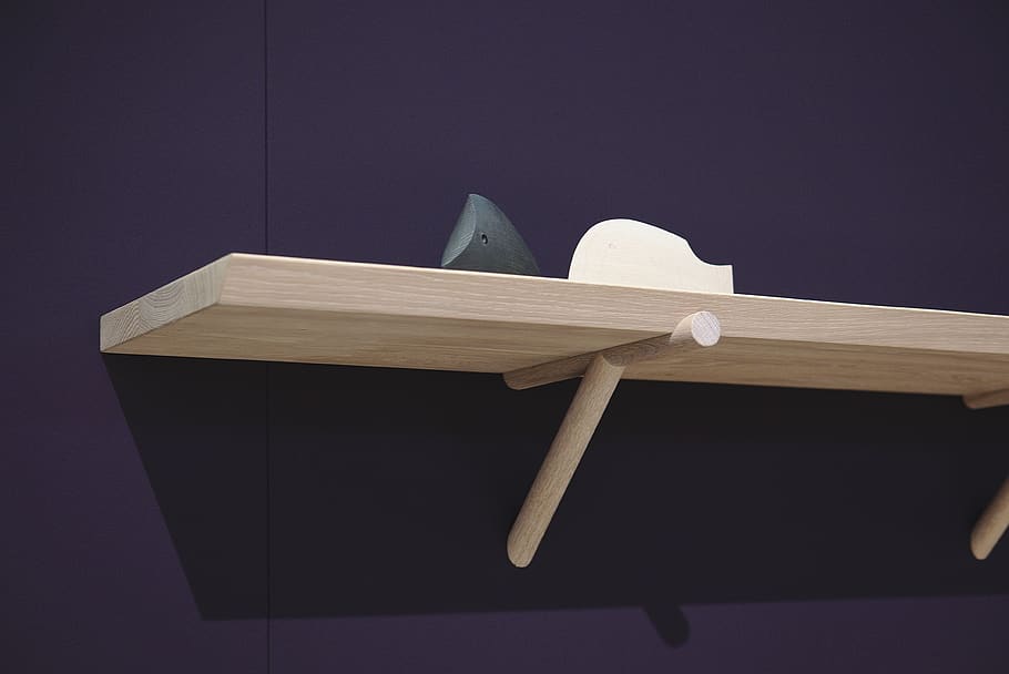 brown wooden floating shelf, wood - material, studio shot, indoors HD wallpaper