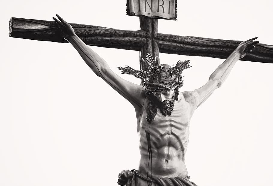 Grayscale Photo Of The Crucifix, black and white, black-and-white