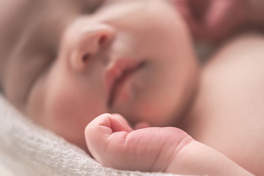 sleeping baby on white textile, newborn, human, person, finger HD wallpaper