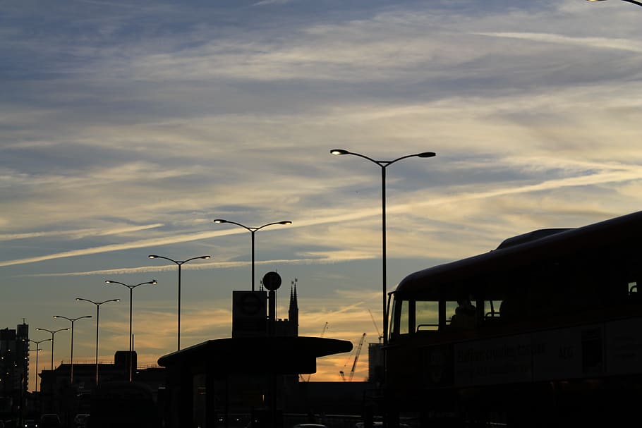 sky, sunset, cloud - sky, street light, built structure, architecture HD wallpaper